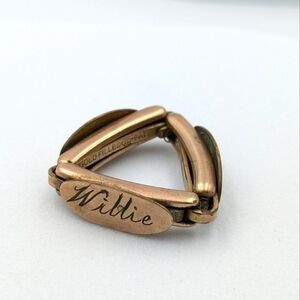 Antique gold filled 3 name scarf slide